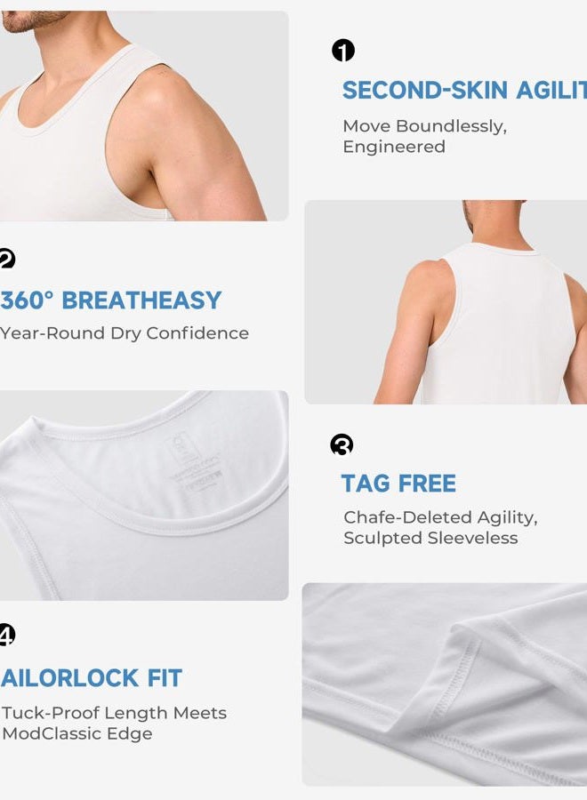 BAMBOO COOL Men's Tank Top Undershirts Moisture-Wicking T Shirts Breathable for Men, 3 Pack, White*3, XXL - Image 4