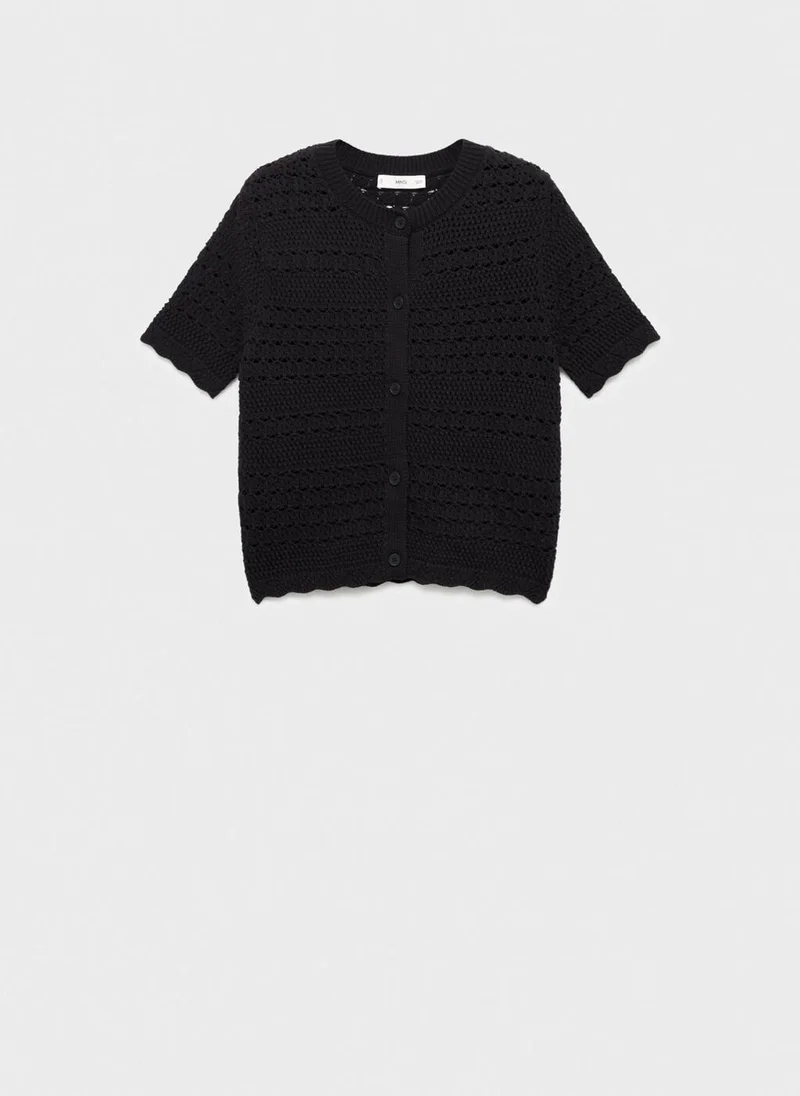 MANGO Short-sleeved crochet cardigan