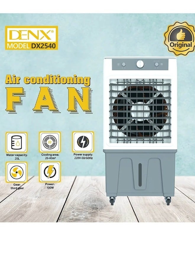 Denx, a portable desert air conditioner with a power of 100 watts that works with water, with a capacity of 20 liters and three speeds, suitable for the home, outdoor sessions, camping and trips. - Image 1