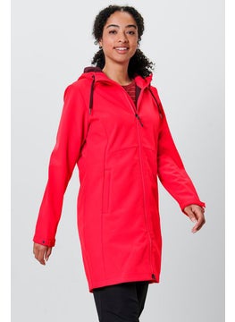 Tchibo Women Hooded Long Sleeve Plain Softshell Coat, Red  - Image 1