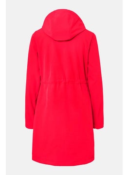Tchibo Women Hooded Long Sleeve Plain Softshell Coat, Red  - Image 3