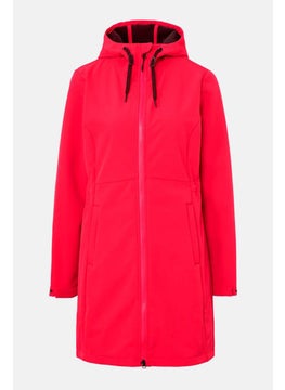 Tchibo Women Hooded Long Sleeve Plain Softshell Coat, Red  - Image 2