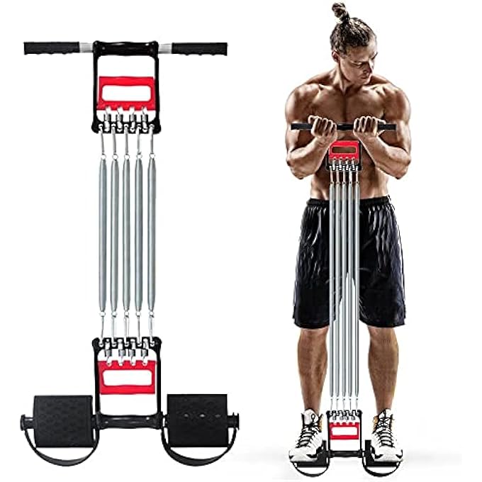rayihni Spring Chest Expander, Tummy Trimmer Hand Gripper 3 In 1 Pull-Up Bars Spring Exerciser With 5 Metal Spring, Chest Arm Expander, Strength Trainer - Image 1