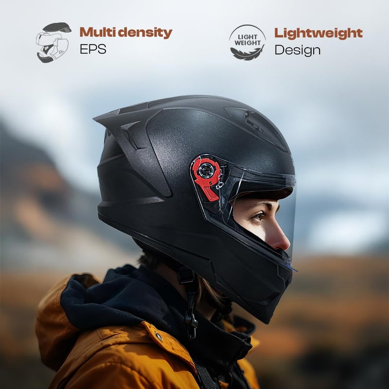 STUDDS Raider ISI Certified Full Face Motorcycling Helmet for Men and Women with Spoiler and Clear Visor (Black - L) - Image 5