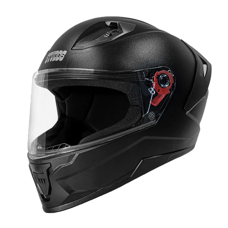 STUDDS Raider ISI Certified Full Face Motorcycling Helmet for Men and Women with Spoiler and Clear Visor (Black - L) - Image 1