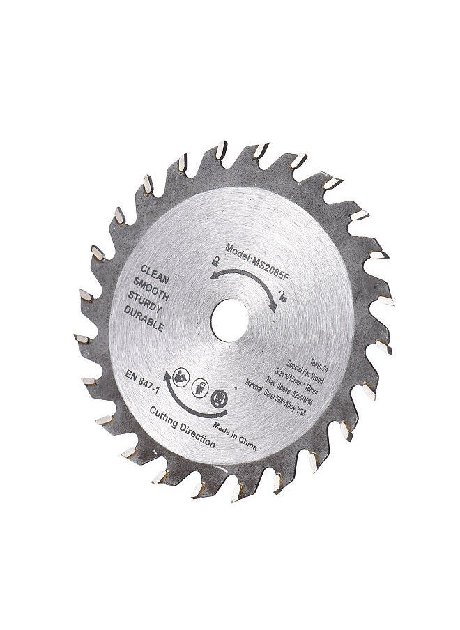 Generic - Wood Saw Blade TCT Wood Cutter 3-3/8inch (85mm) 24-Teeth Carbide Circular Saw Blade Alloy Steel for Woodworking Wood Cutting 1-1/16''(27mm) Arbor (US&EU 10mm) - Image 1