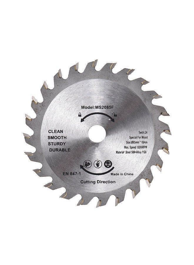 Generic - Wood Saw Blade TCT Wood Cutter 3-3/8inch (85mm) 24-Teeth Carbide Circular Saw Blade Alloy Steel for Woodworking Wood Cutting 1-1/16''(27mm) Arbor (US&EU 10mm) - Image 1