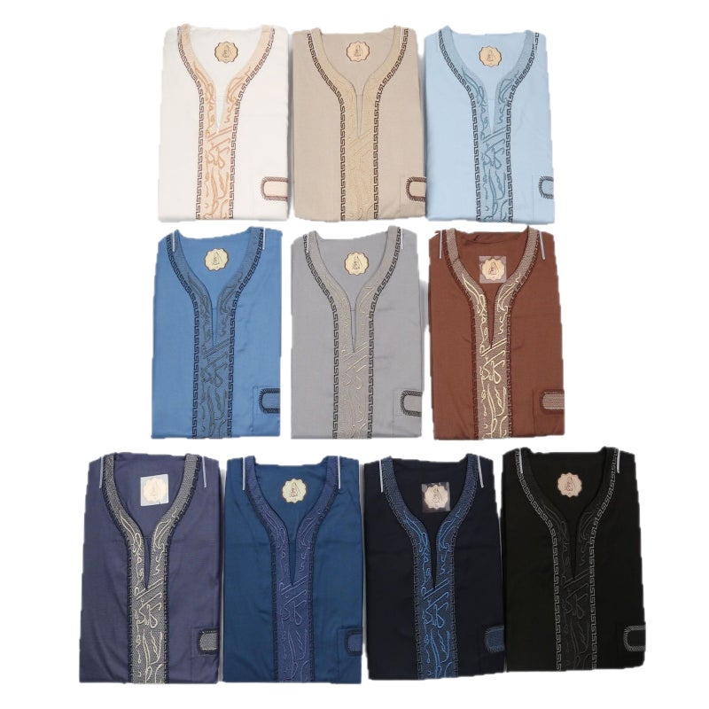 Men's Embroidered Kurta Robe Traditional Ethnic Wear - Image 5