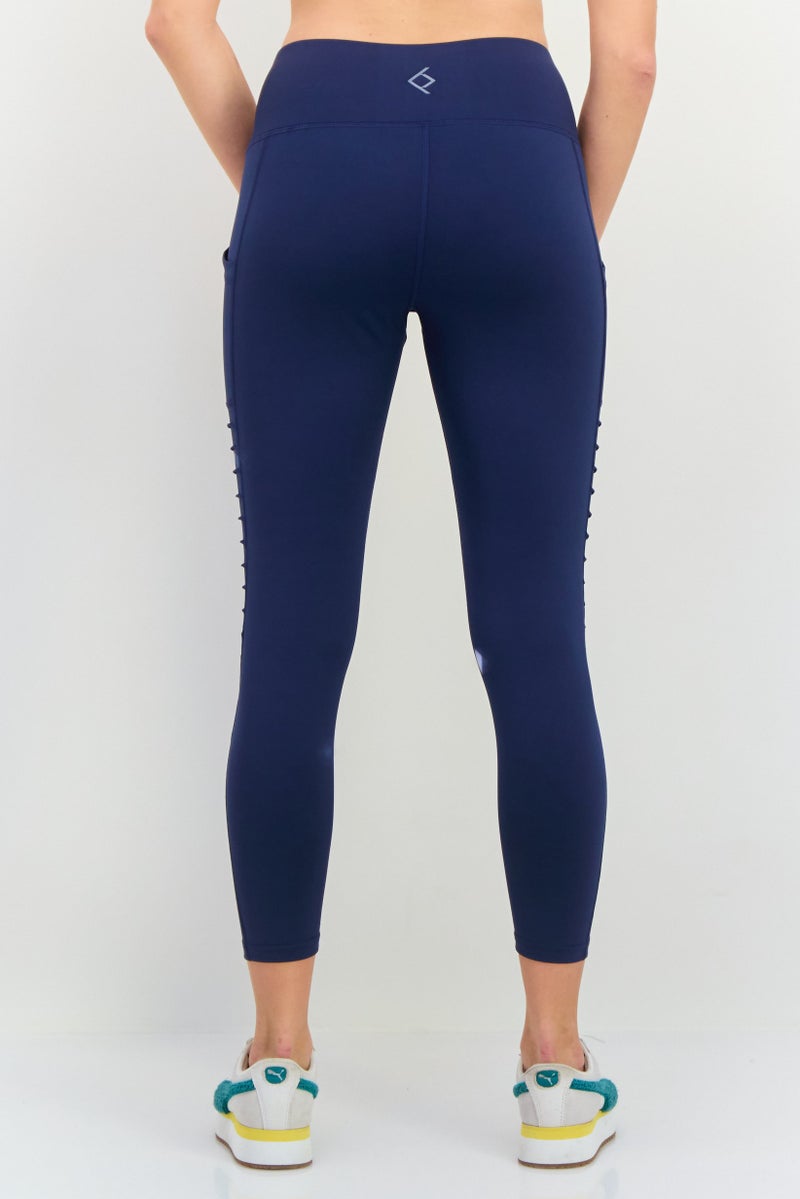 BSP Women Sportswear Fit Training Leggings, Navy - Image 3
