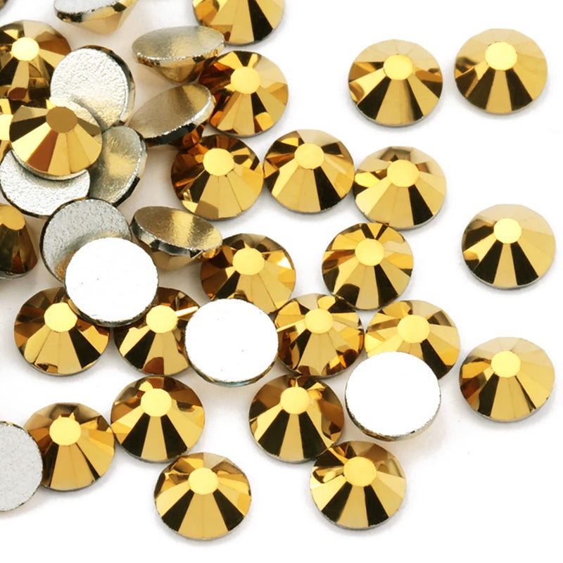 Dowarm 1440 pc SS4 Flatback Rhinestones 15mm Mini Flatback Crystal for Craft Dance Costumes Non Hotfix Gold
