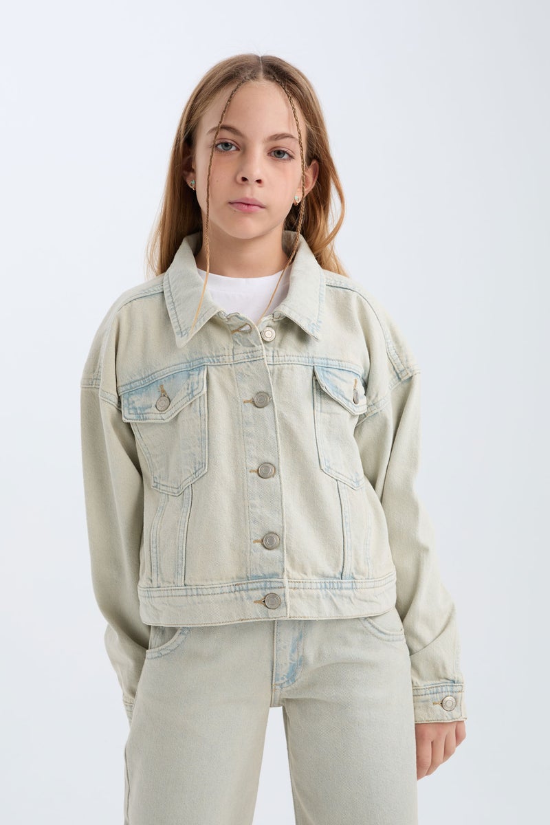 DeFacto Blue Girl Girl Denim Jacket Casual - Image 1