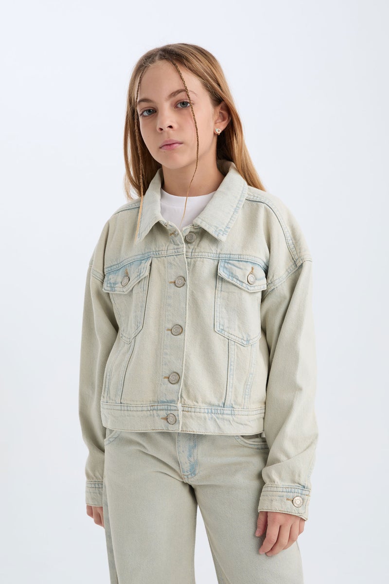 DeFacto Blue Girl Girl Denim Jacket Casual - Image 4