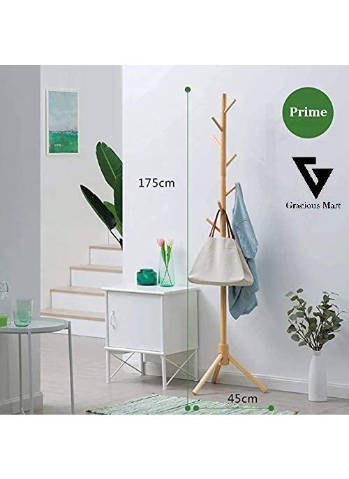 GRACIOUS MART GRACIOUS MART Coat Rack Wooden Coat Rack Freestanding Stand Clothes Tree Easy to Assemble Suitable for Kids Bedroom Office Entryway NaturalBeige Wooden  - Image 5