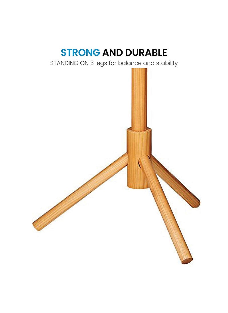 GRACIOUS MART GRACIOUS MART Coat Rack Wooden Coat Rack Freestanding Stand Clothes Tree Easy to Assemble Suitable for Kids Bedroom Office Entryway NaturalBeige Wooden  - Image 4