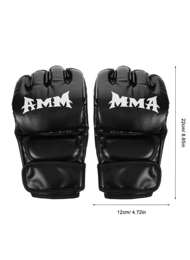 Black Half-Finger Boxing Gloves, Adult Training Gloves for MMA Kickboxing Muay Thai - Image 3