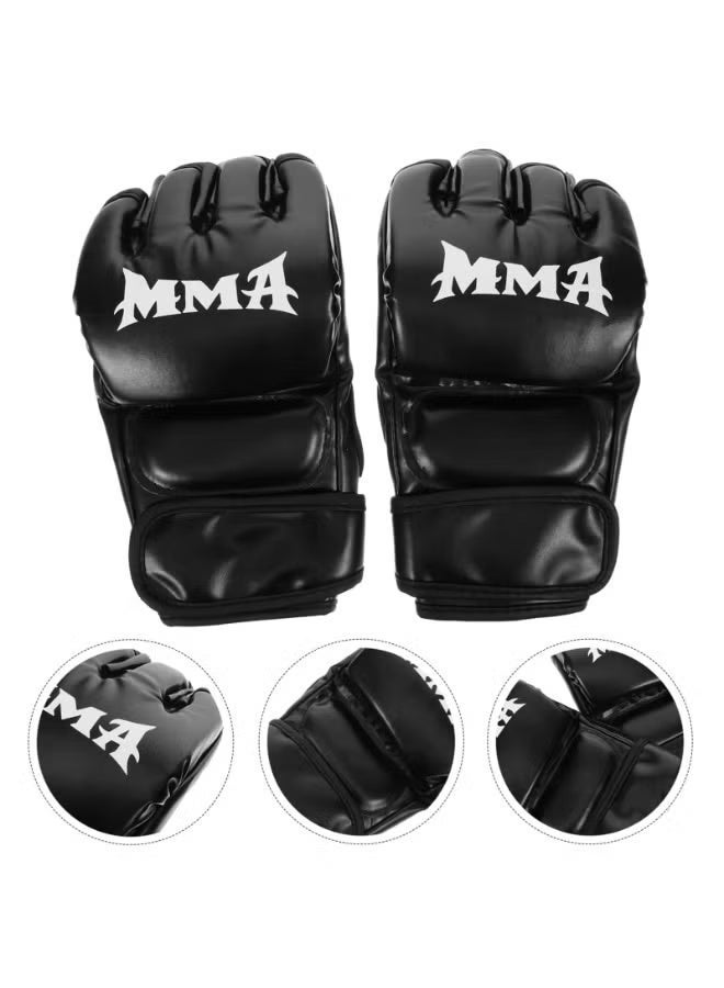 Black Half-Finger Boxing Gloves, Adult Training Gloves for MMA Kickboxing Muay Thai - Image 2