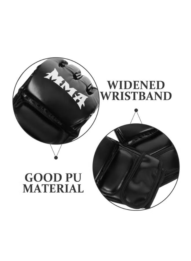 Black Half-Finger Boxing Gloves, Adult Training Gloves for MMA Kickboxing Muay Thai - Image 4