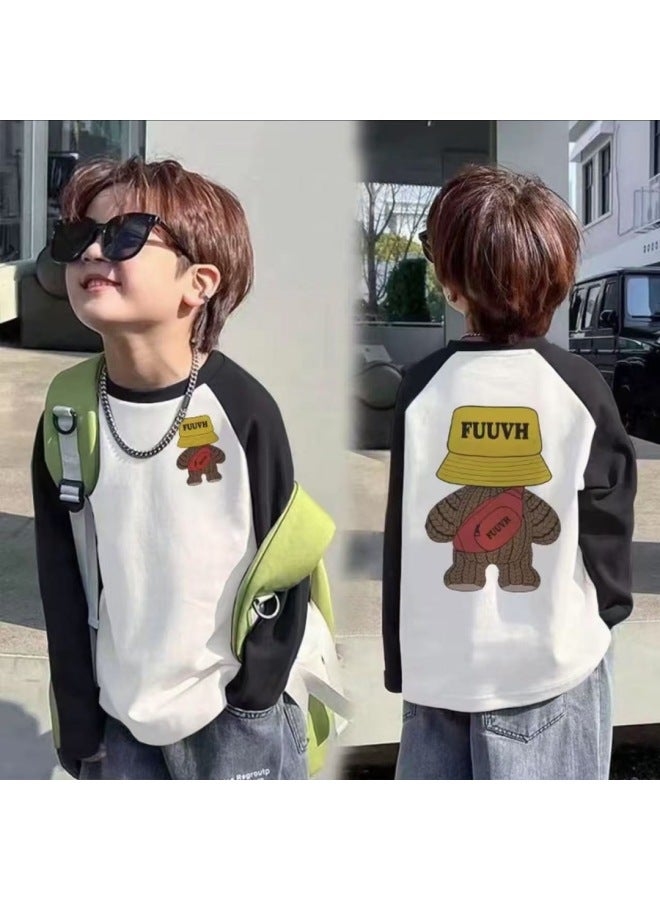 Children's Long-sleeved T-shirt, Baby Autumn Thin Top, Toddler Boy's Base Layer, Autumn Pure Cotton Boys' Spring And Autumn Style