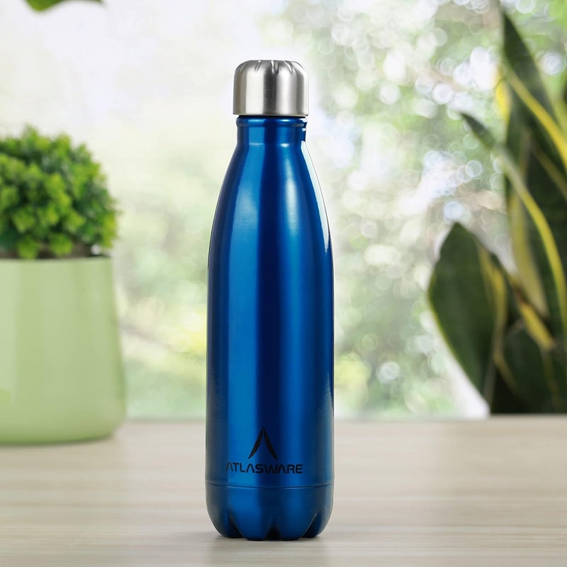 Atlasware Stainless Steel Hot & Cold Vacuum Bottle - 500 ml - Blue - Image 1