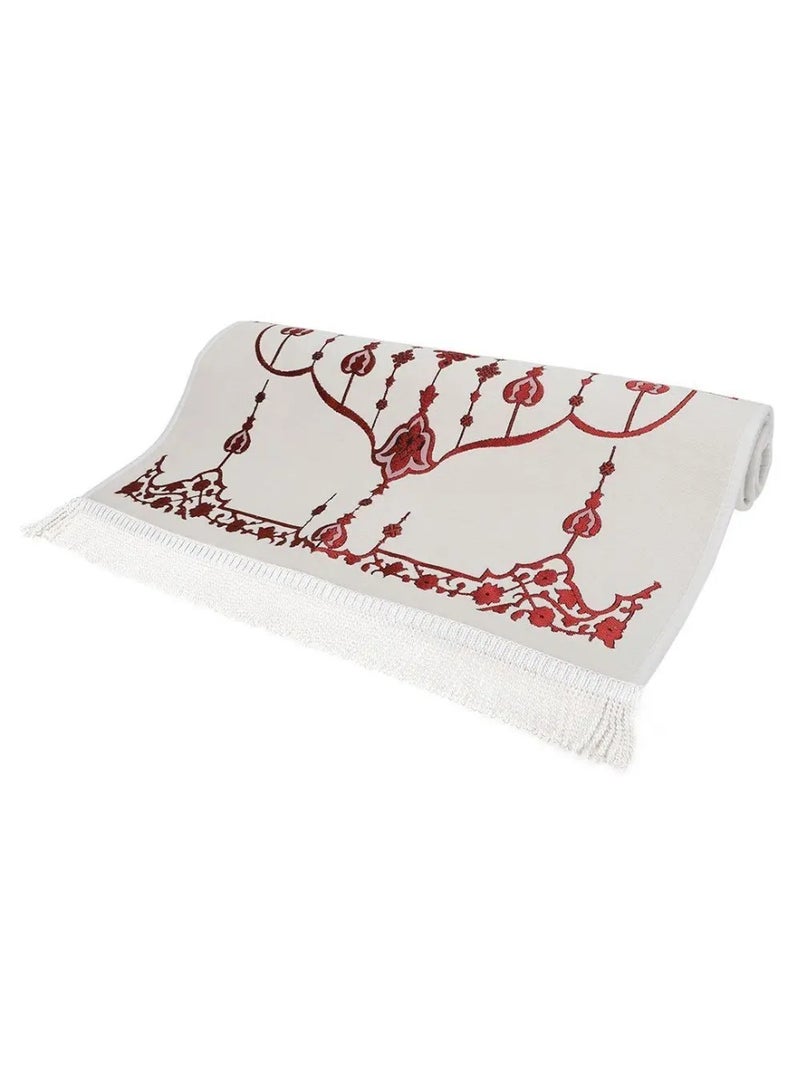MANASEK Prayer Mat from the Eylul collection with a bag from the local brand Manasek | Original Saudi products | Made of polyester, cotton, and soft chenille fabric, comfortable and practical - 70 x 120 cm - Image 5