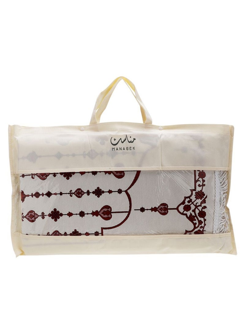 MANASEK Prayer Mat from the Eylul collection with a bag from the local brand Manasek | Original Saudi products | Made of polyester, cotton, and soft chenille fabric, comfortable and practical - 70 x 120 cm - Image 4
