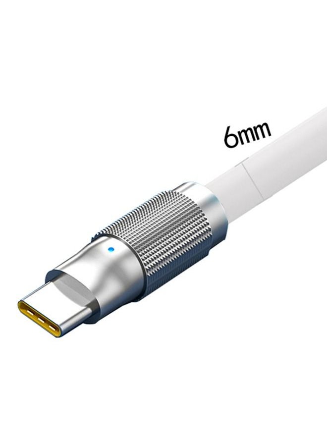 Ant - 6A Fast Charging USB Type C Cable Charge Cord 120W, 2 Meter Charger Cord Zinc Alloy Interface Design , Ultra-Durable TPE Flexible Wire Compatible Android Phone (White) - Image 1