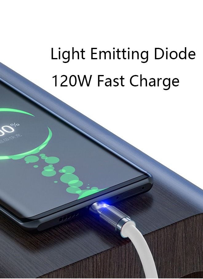 Ant - 6A Fast Charging USB Type C Cable Charge Cord 120W, 2 Meter Charger Cord Zinc Alloy Interface Design , Ultra-Durable TPE Flexible Wire Compatible Android Phone (White) - Image 1