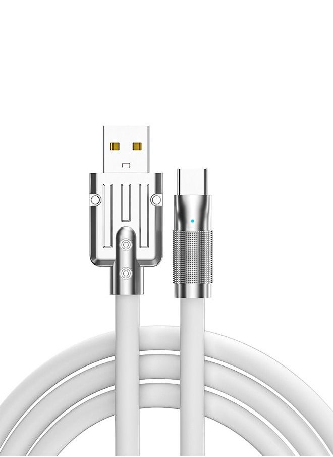 Ant - 6A Fast Charging USB Type C Cable Charge Cord 120W, 2 Meter Charger Cord Zinc Alloy Interface Design , Ultra-Durable TPE Flexible Wire Compatible Android Phone (White) - Image 1