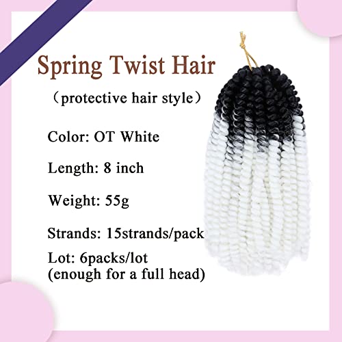 Liyate 6 Packs Spring Twist Hair 8 Inch White Spring Twist Crochet Hair Fluffy Spring Twist Synthetic Fiber Twist Crochet Braids Low Temperature Twist Crochet Hair for Black Women(OTWhite) - Image 3