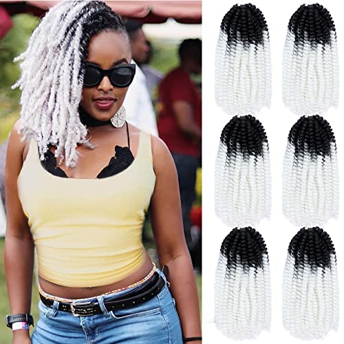 Liyate 6 Packs Spring Twist Hair 8 Inch White Spring Twist Crochet Hair Fluffy Spring Twist Synthetic Fiber Twist Crochet Braids Low Temperature Twist Crochet Hair for Black Women(OTWhite) - Image 1