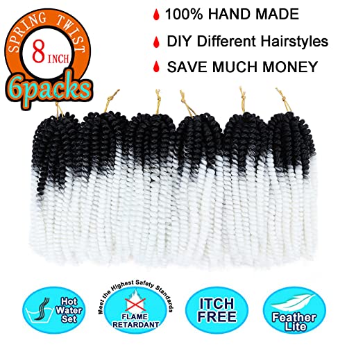 Liyate 6 Packs Spring Twist Hair 8 Inch White Spring Twist Crochet Hair Fluffy Spring Twist Synthetic Fiber Twist Crochet Braids Low Temperature Twist Crochet Hair for Black Women(OTWhite) - Image 2