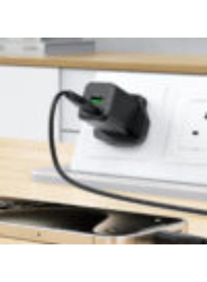 ACEFAST Fast Charge Wall Charger A126, GaN PD20W, Two Ports 1 USB-A & 1 USB-C,  Faster Cooling, Smaller Size, Suitable Phones, Tablets, Game Consoles - Black - Image 4