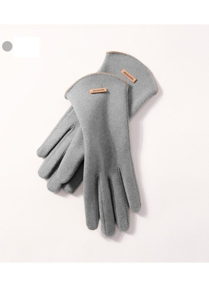 Golovejoy New Cashmere Women's Outdoor Small Fragrant Hair Thickened Warm Gloves 