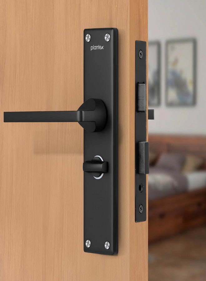 Plantex Stainless Steel Door Lock - Bathroom Door Lock/Mortise 8inch Keyless Plate Handle Set for Home/Bathroom/Store Room/Balcony/Office - Pack of 1 (DTM-660, Black) - Image 1
