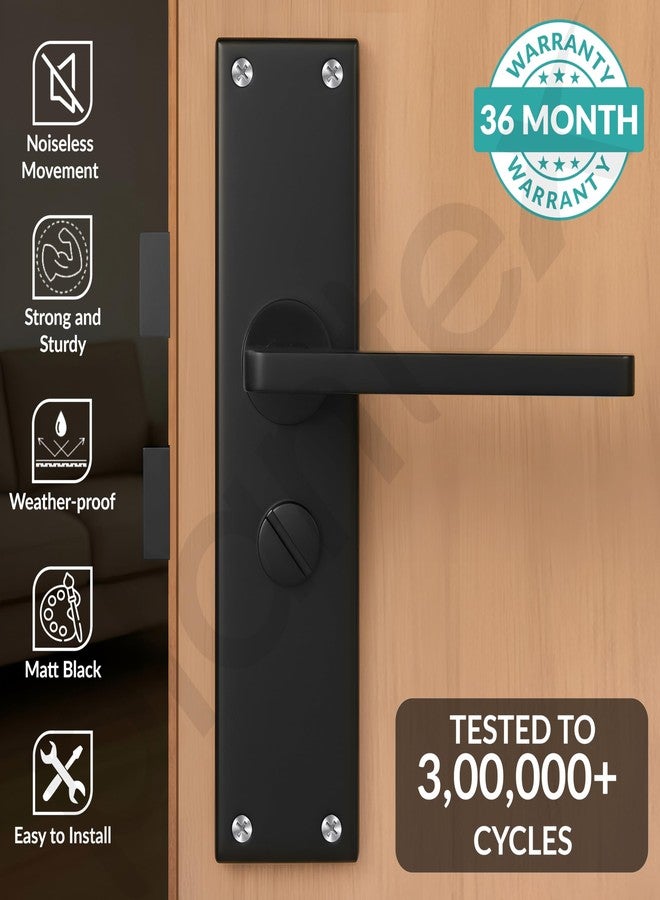 Plantex Stainless Steel Door Lock - Bathroom Door Lock/Mortise 8inch Keyless Plate Handle Set for Home/Bathroom/Store Room/Balcony/Office - Pack of 1 (DTM-660, Black) - Image 2