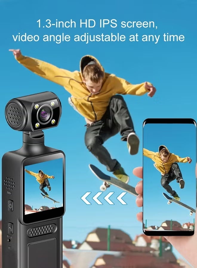 WALALLA 4K Ultra HD Action Camera, 180° Rotating WiFi Camera, Free 128GB Memory Card, Night Vision Wearable Camera, Rotatable Outdoor Video Recorder, Suitable for Sports Cycling Tour, VLOG, Travel Hiking - Image 3