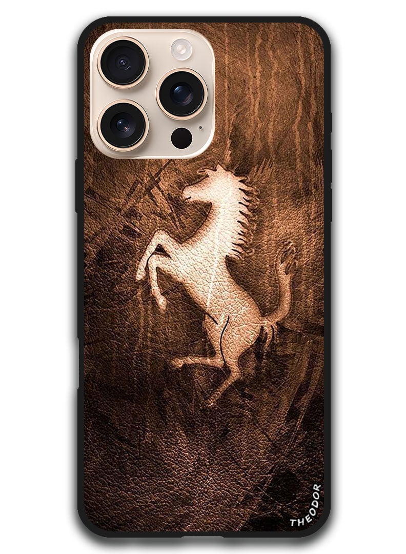 Theodor Protective Case Anti Scratch Shock Proof Bumper Cover For iPhone 16 Pro (6.3)-inch Leather Horse - Image 1