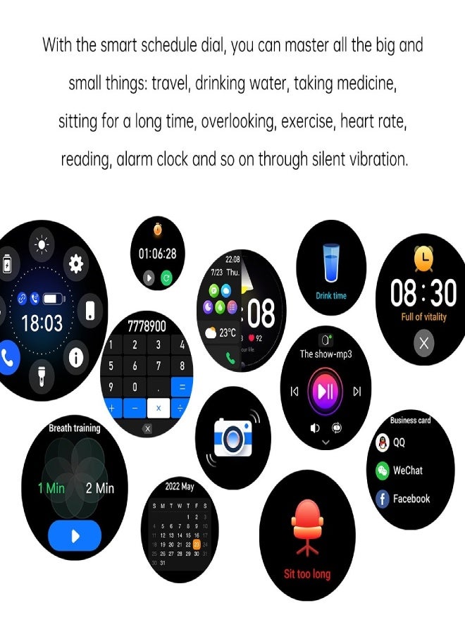 AROAQ HK39 Smartwatch 1.1″ HD Display, Bluetooth Calling, NFC, BP Monitor, SpO2, Heart Rate, Fitness Tracker, Waterproof – Silicone Strap , Black - Image 5