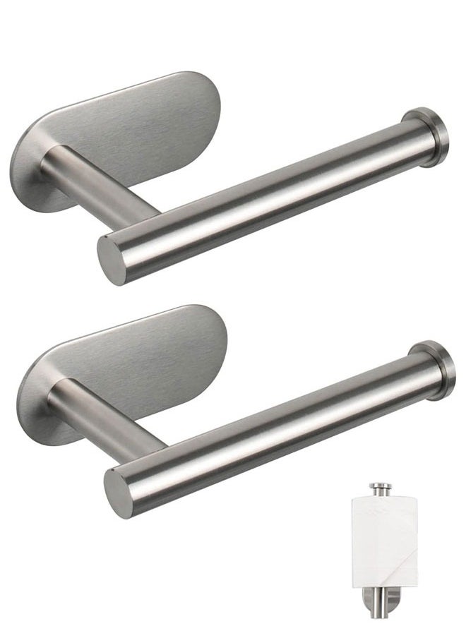 HAWAWA - 2pcs Toilet Paper Holder Self Adhesive, SUS304 Stainless Steel Rustproof Adhesive Toilet Roll Holder Wall Mount no Drilling for Bathroom, Kitchen, Washroom Vertically or Horizontally Silver - Image 1