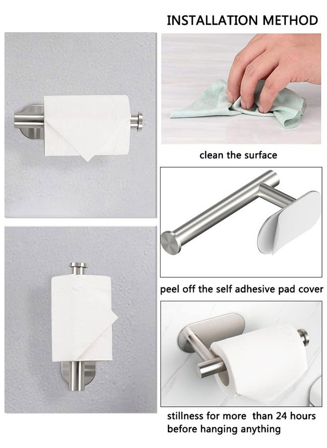 HAWAWA - 2pcs Toilet Paper Holder Self Adhesive, SUS304 Stainless Steel Rustproof Adhesive Toilet Roll Holder Wall Mount no Drilling for Bathroom, Kitchen, Washroom Vertically or Horizontally Silver - Image 1