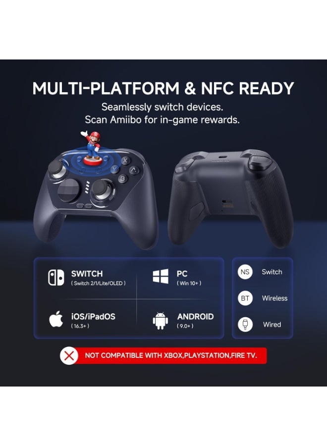 MOBAPAD Classic Gamepad MOBAPAD CHITU 2 Pro HD Wireless Gaming Controller with RGB Smart Charging Dock for Nintendo Switch 2/1 Lite/OLED, PC / Android / iOS with TMR Glide Joysticks 0 Drift, HD Rumble, NFC, Mechanical Buttons, Turbo, 6 Axis Gyro, 1000mAh Battery, Dual Programmable Macro Buttons, Ergonomic Grip, Swappable D-Pads - Image 4