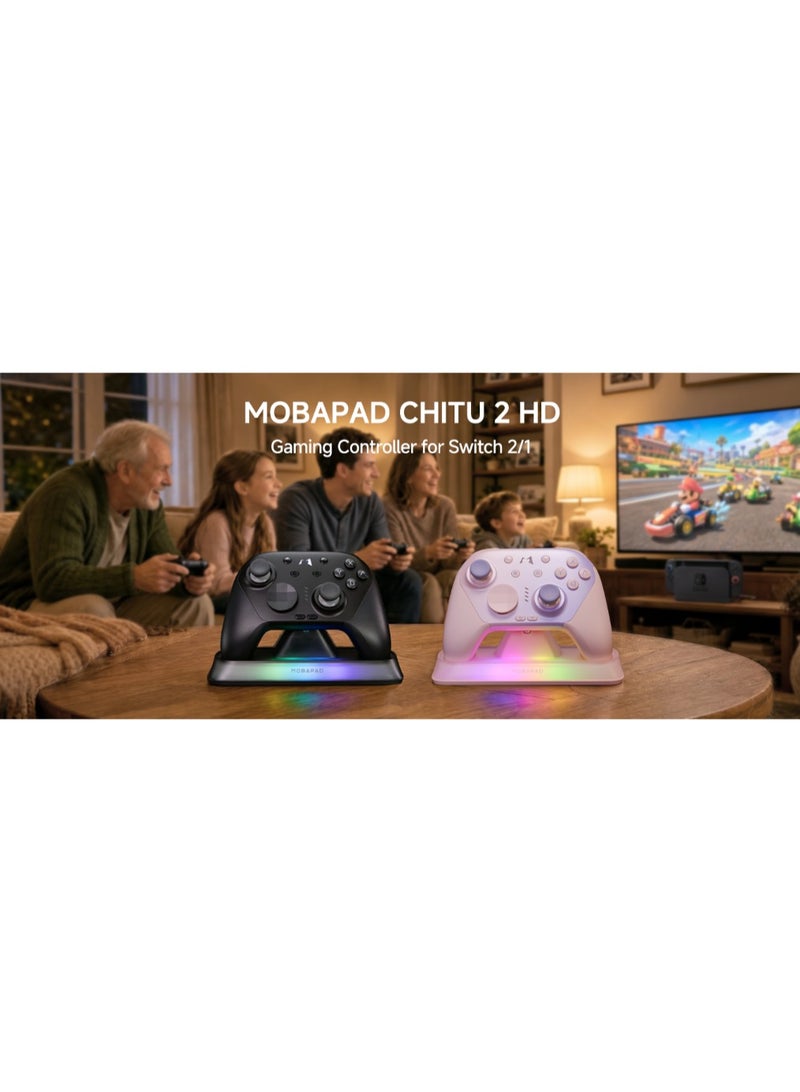 MOBAPAD Classic Gamepad MOBAPAD CHITU 2 Pro HD Wireless Gaming Controller with RGB Smart Charging Dock for Nintendo Switch 2/1 Lite/OLED, PC / Android / iOS with TMR Glide Joysticks 0 Drift, HD Rumble, NFC, Mechanical Buttons, Turbo, 6 Axis Gyro, 1000mAh Battery, Dual Programmable Macro Buttons, Ergonomic Grip, Swappable D-Pads - Image 3