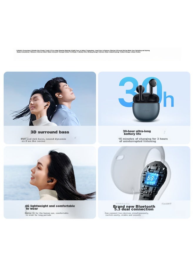 Vivo Tws Air Pro (supports Active Noise Cancellation) Semi In-ear True Wireless Bluetooth Earphones, Energetic White, Compatible With Apple, Huawei, Xiaomi Phones, Valentine's Day Gift For Women