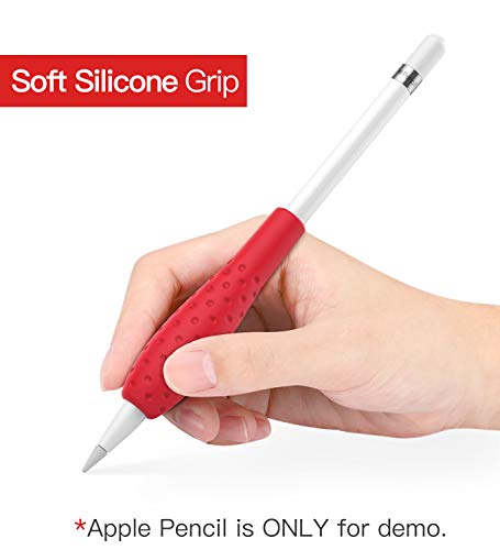 MoKo [2 Pack Silicone Grip Holder Ergo Protective Sleeve Cover Case Accessories Compatible with Apple Pencil 1st / 2nd Generation, Black & Red - Image 2