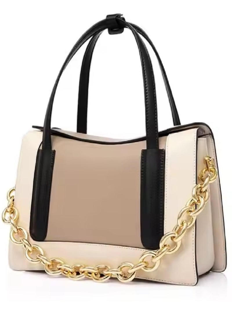 UHURA Nude Office Bag – Women’s Versatile Leather Shoulder Bag, Stylish Portable Armpit Side Carry Bag, Fashionable Daily Commuting Handbag for Girls or College Student, Practical Chic Handbag, Perfect for Work, School, or Casual Outings, Sleek Nude Color - Image 1