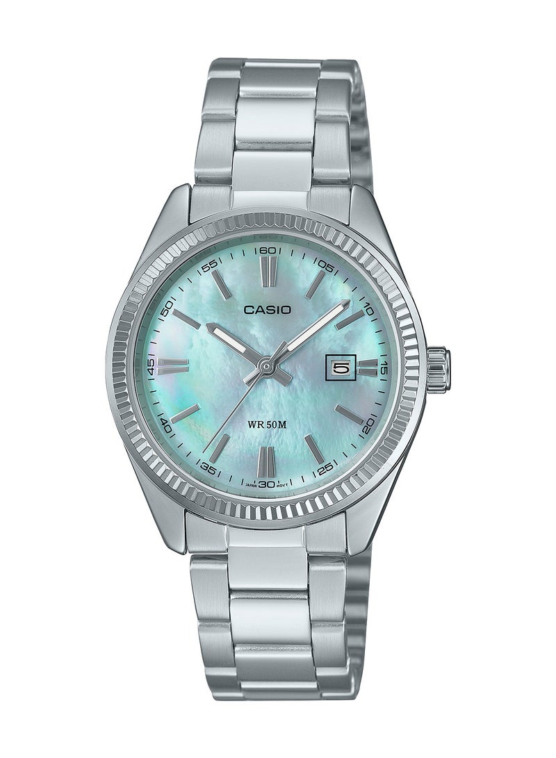 Casio Analog Quartz Blue Mother of Pearl Dial Stainless Steel Women's Watch LTP-1302DS-2A