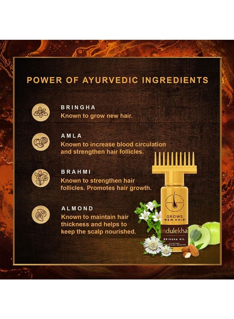 إندوليكا Indulekha Bringha زيت الأيورفيدا للشعر 100 مل || التحكم في تساقط الشعر ونمو الشعر باستخدام Bringharaj وزيت جوز الهند - زجاجة قضيب مشط للرجال والنساء - Image 5