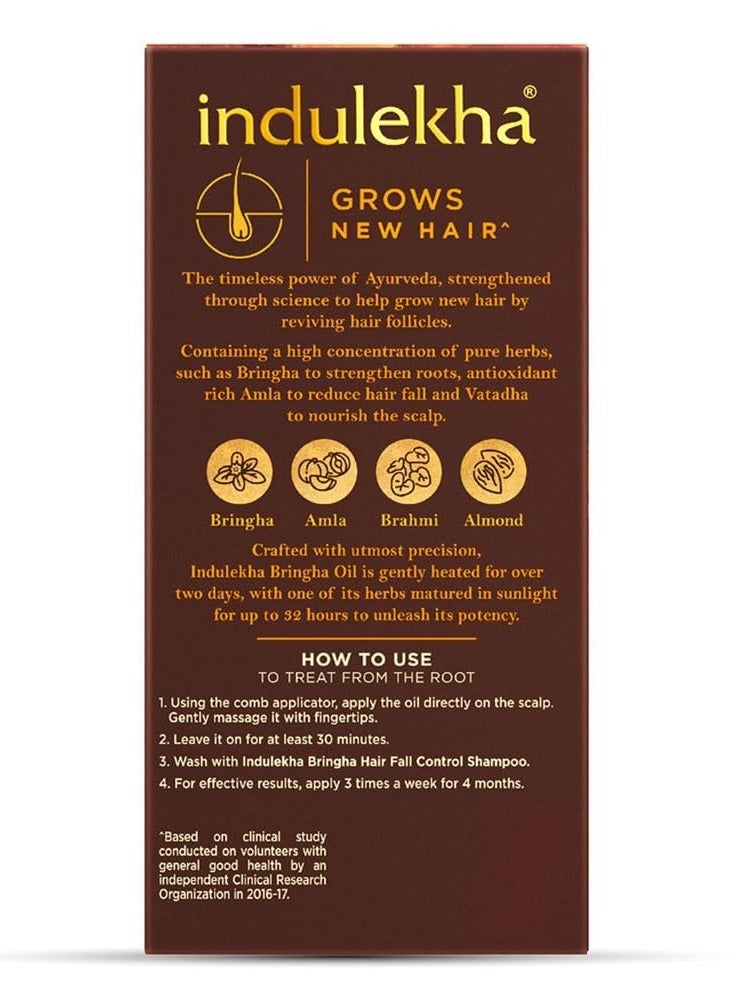 إندوليكا Indulekha Bringha زيت الأيورفيدا للشعر 100 مل || التحكم في تساقط الشعر ونمو الشعر باستخدام Bringharaj وزيت جوز الهند - زجاجة قضيب مشط للرجال والنساء - Image 2