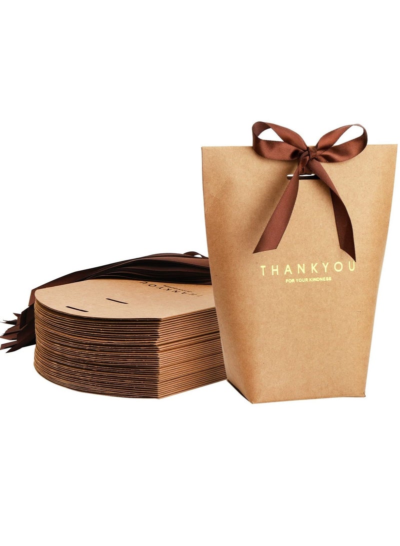 Thank You Gift Bags with Ribbons, Kraft Paper Gift Bags Party Favor Treat Bags Goody Bags Candy Cookie Bags for Wedding Bridal Shower Birthday Party KSA | Riyadh, Jeddah - Image 1