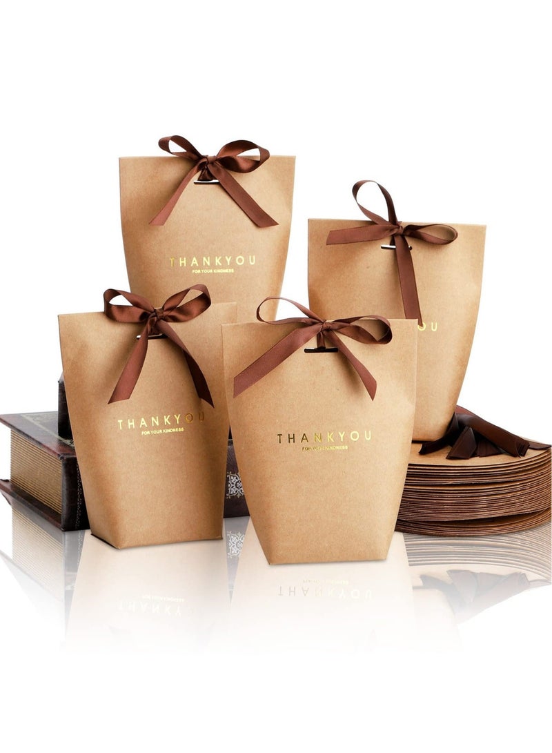 Thank You Gift Bags with Ribbons, Kraft Paper Gift Bags Party Favor Treat Bags Goody Bags Candy Cookie Bags for Wedding Bridal Shower Birthday Party KSA | Riyadh, Jeddah - Image 2